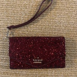 Kate Spade Laurel Red Glitter wristlet
